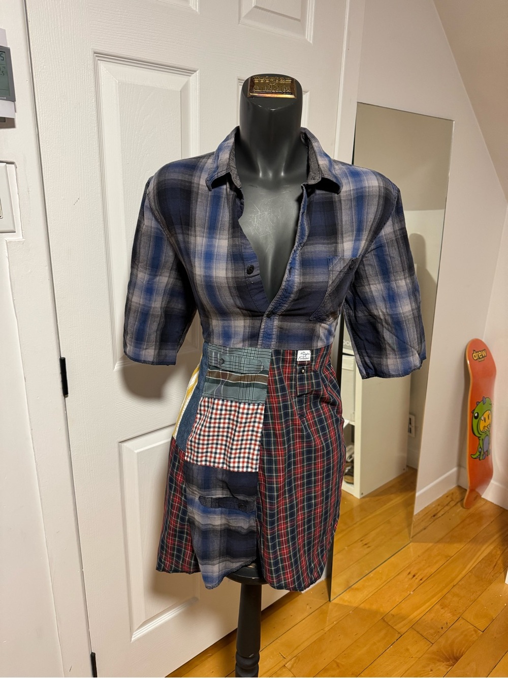 plaid patchwork dress